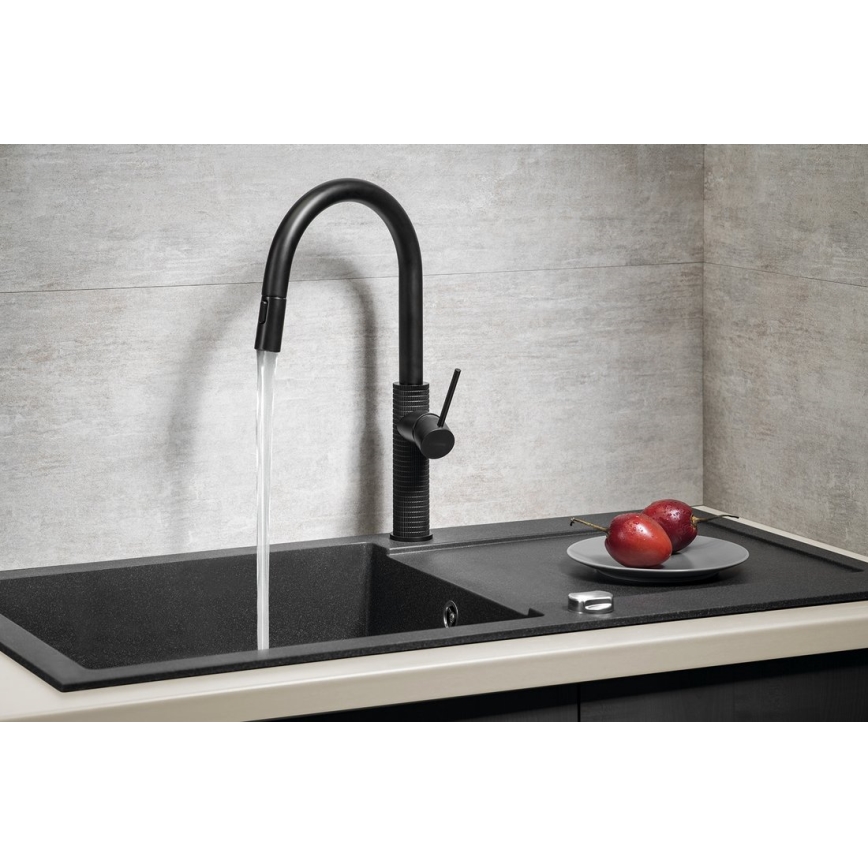 Sapho - Rubinetto lavello con doccetta estraibile FLAWO opaco nero