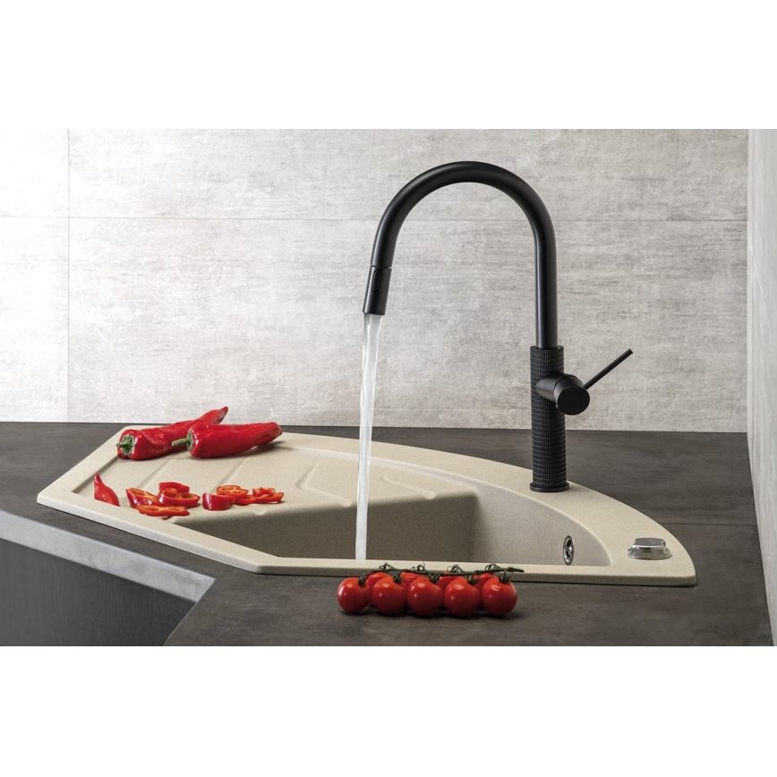 Sapho - Rubinetto lavello con doccetta estraibile FLAWO opaco nero