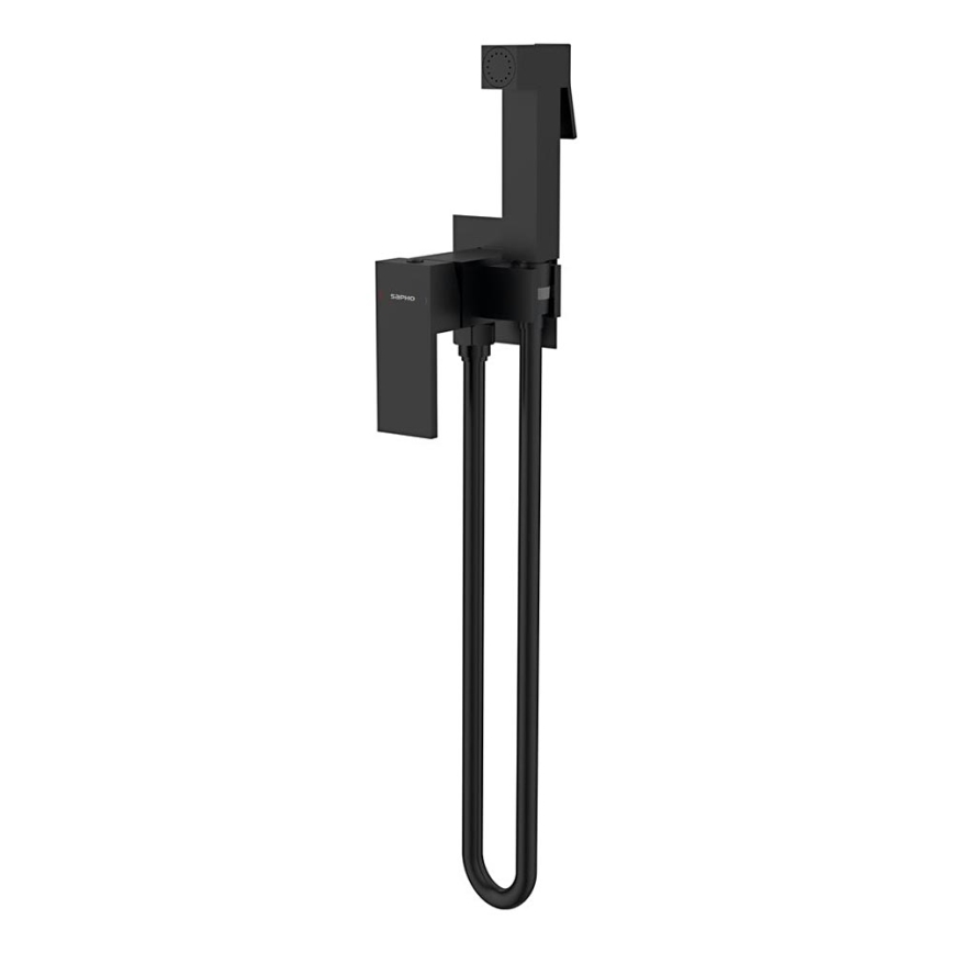 Sapho - Rubinetto per bidet con doccia da incasso CUBEMIX quadrato/opaco nero