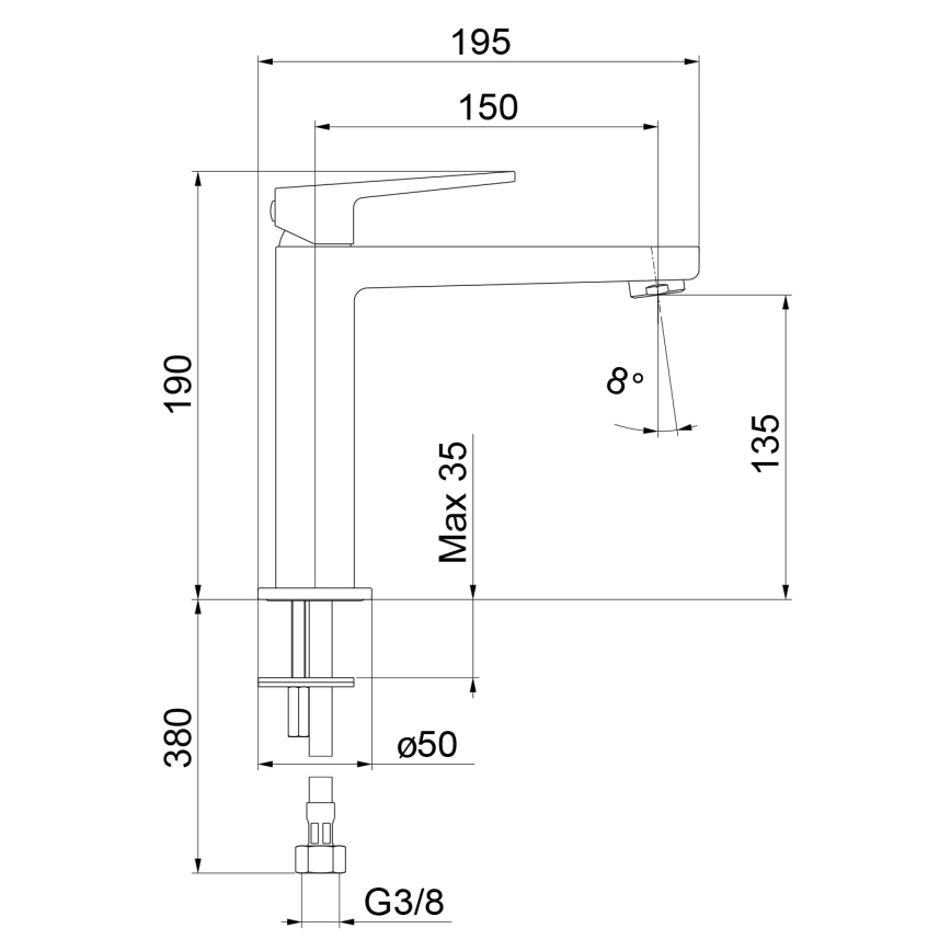 Sapho - Rubinetto per lavabo TURSI 19 cm cromo lucido