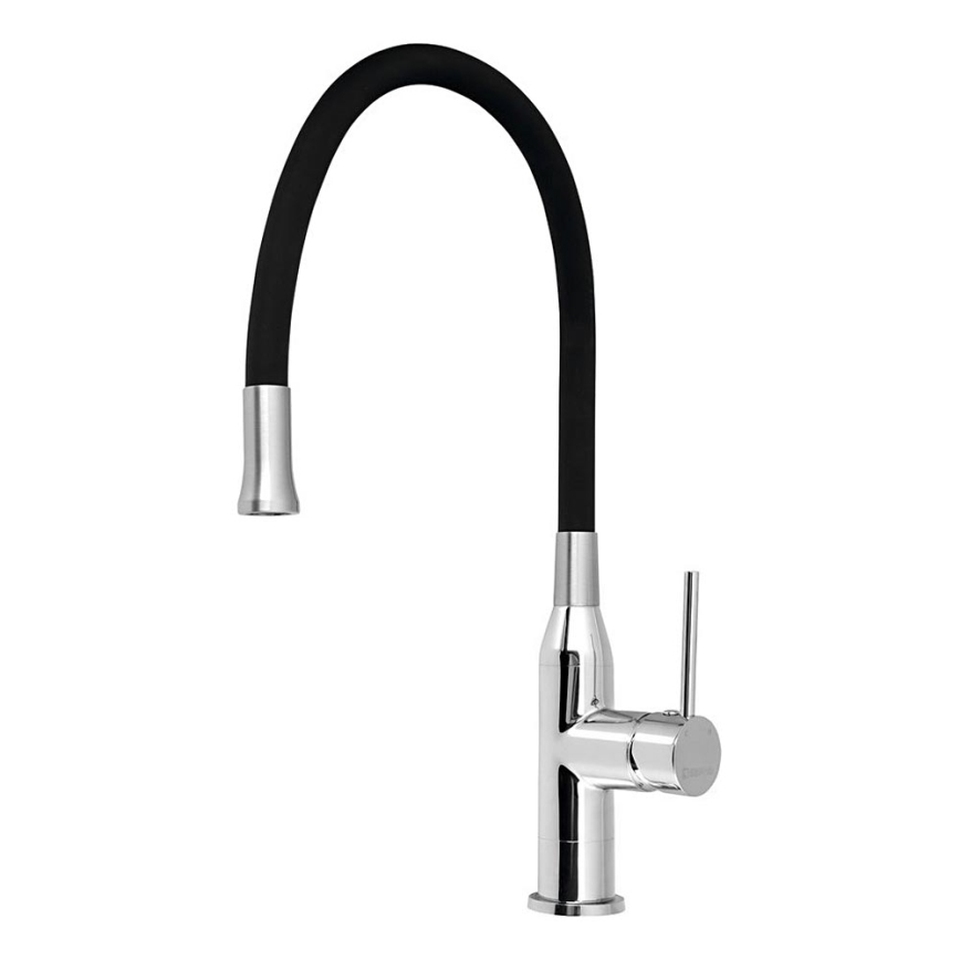 Sapho - Rubinetto per lavello con braccio flessible SILI nero/ottone