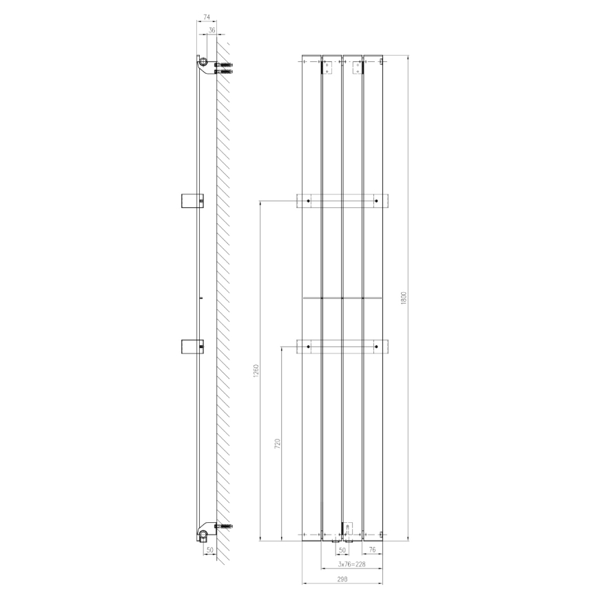 Sapho - Scaldasalviette COLONNA 180x29 cm nero