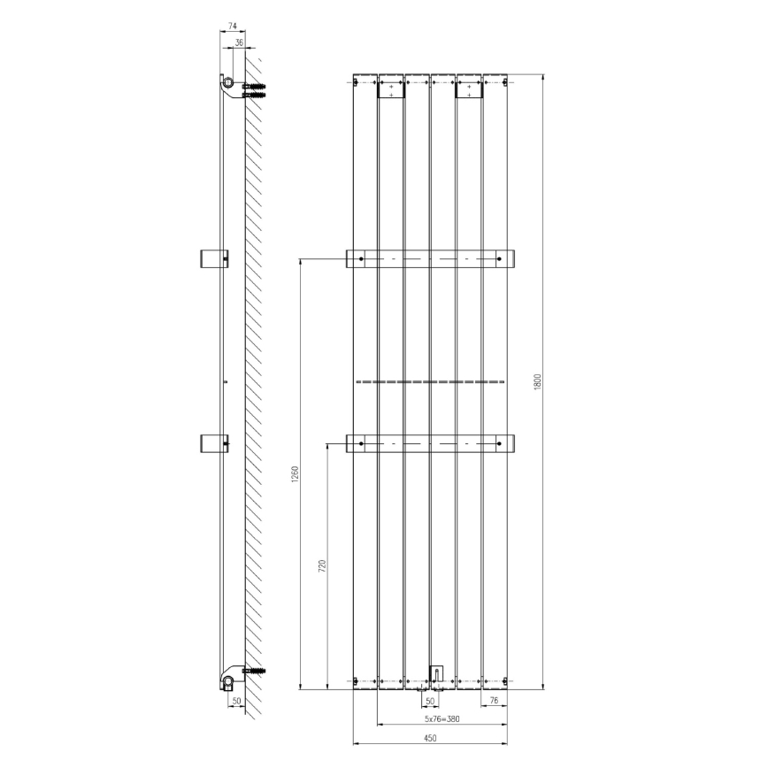Sapho - Scaldasalviette COLONNA 180x45 cm nero