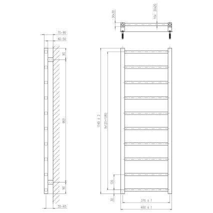 Sapho - Scaldasalviette da bagno METRO DOS 114x40 cm nero opaco
