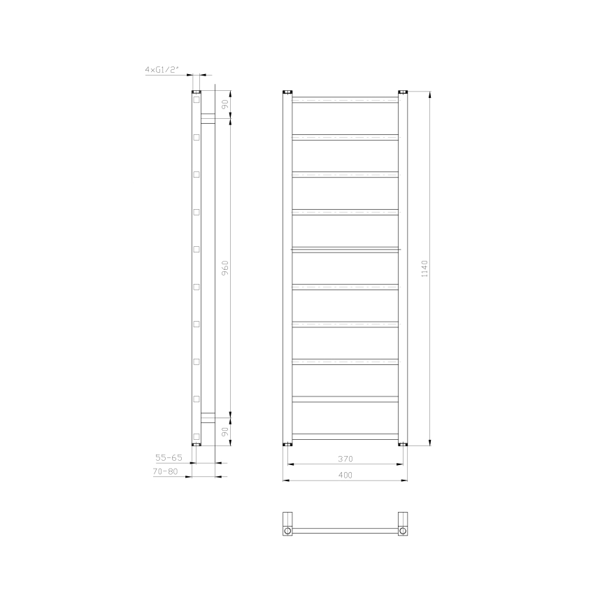 Sapho - Scaldasalviette da bagno METRO LIGHT 114x40 cm bianco