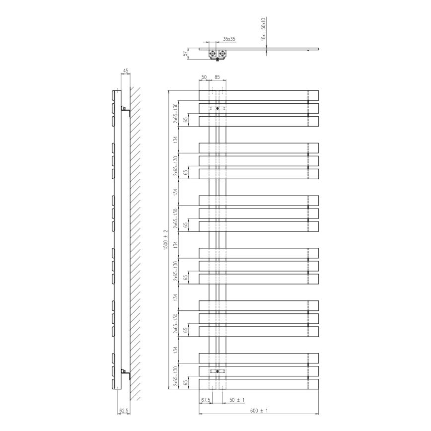 Sapho - Scaldasalviette da bagno SILVANA 680 W/230 V 60x150 cm bianco