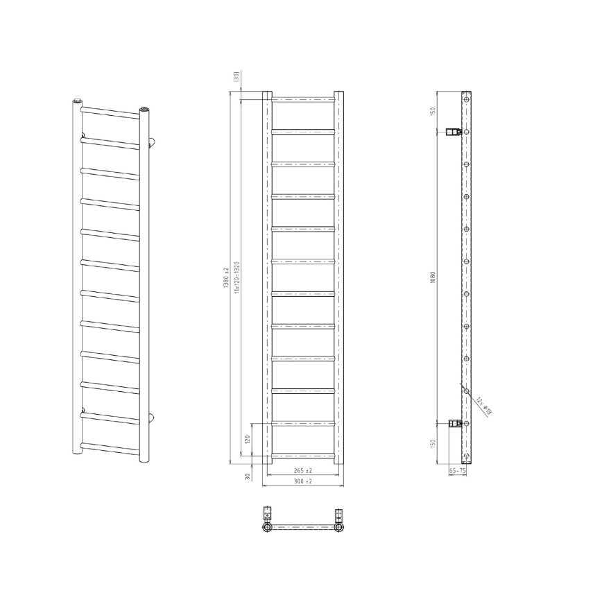 Sapho - Scaldasalviette DINA 138x30 cm bianco