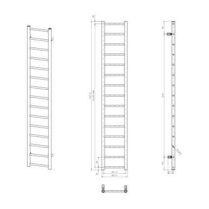 Sapho - Scaldasalviette DINA 335W 30x174 cm nero opaco