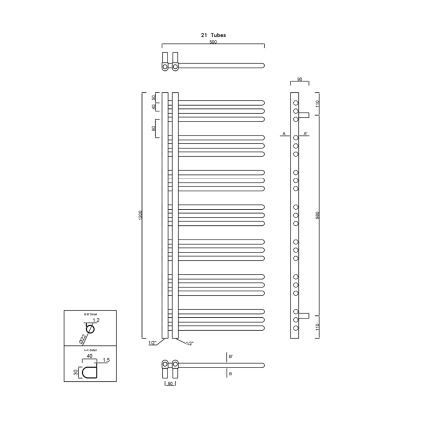 Sapho - Scaldasalviette DORLION 378W/230V 50x120 cm finitura cromata lucida