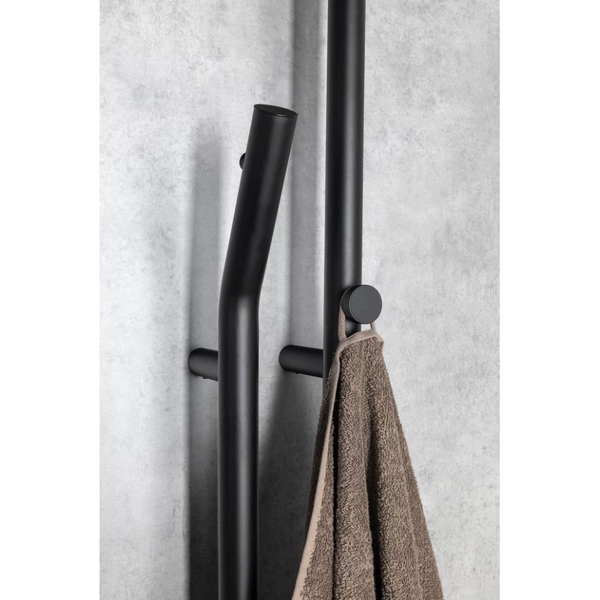Sapho - Scaldasalviette elettrico con timer DUOPASSO 45W 170x12 cm nero opaco