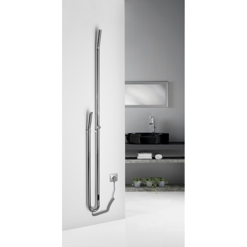 Sapho - Scaldasalviette elettrico con timer DUOPASSO 45W 170x12 cm cromo lucido