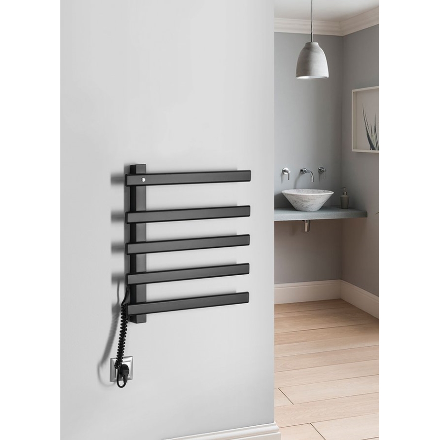 Sapho - Scaldasalviette elettrico ELCOR 63W 48x52 cm nero opaco