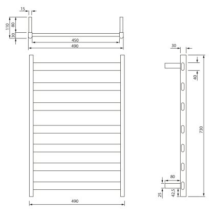 Sapho - Scaldasalviette elettrico ELIAS 105W 73x49 cm bianco opaco