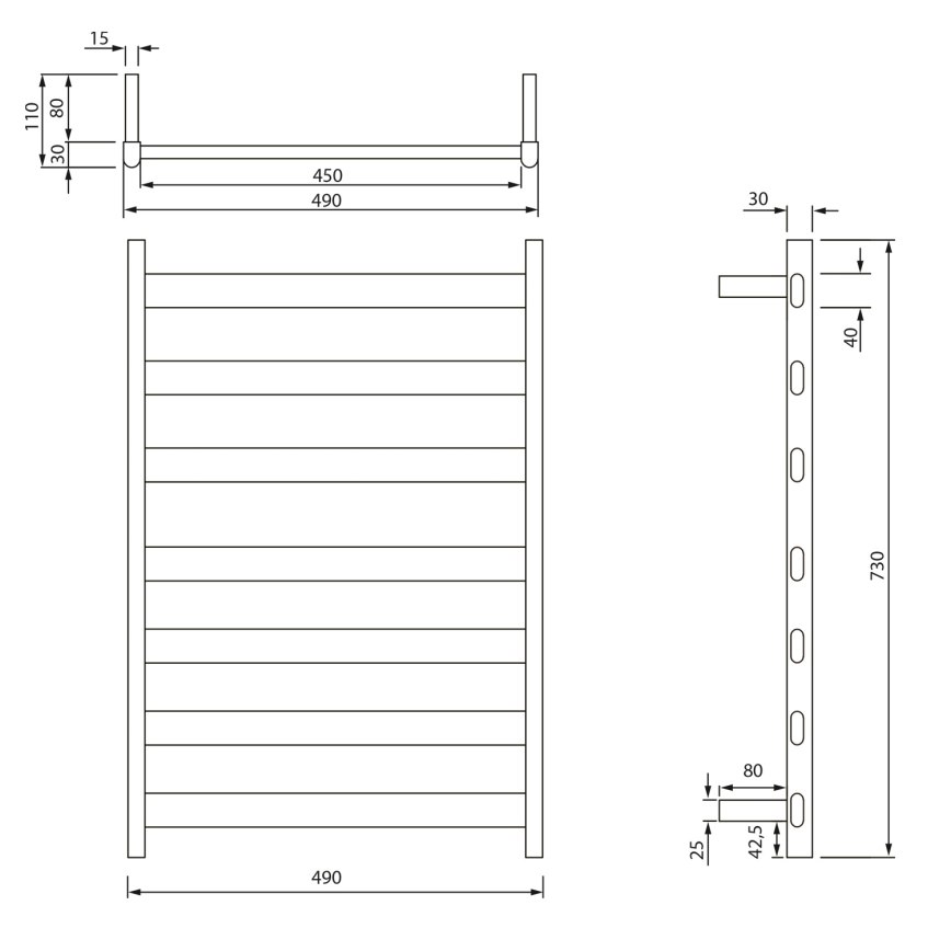 Sapho - Scaldasalviette elettrico ELIAS 105W 73x49 cm bianco opaco