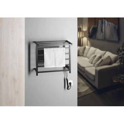 Sapho - Scaldasalviette elettrico ELZOR 60W 47x50 cm nero opaco