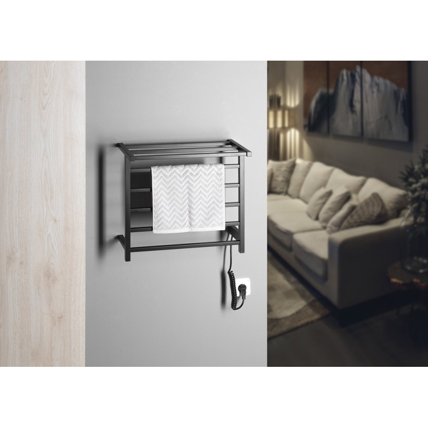 Sapho - Scaldasalviette elettrico ELZOR 60W 47x50 cm nero opaco