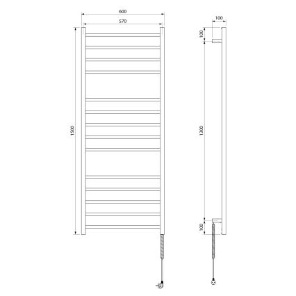 Sapho - Scaldasalviette elettrico ESKINADO 130W 150x60 cm acciaio inox/cromo lucido