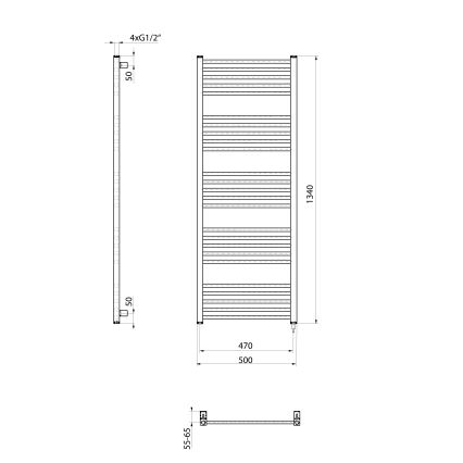 Sapho - Scaldasalviette elettrico METRO-E 500W 134x50 cm bianco