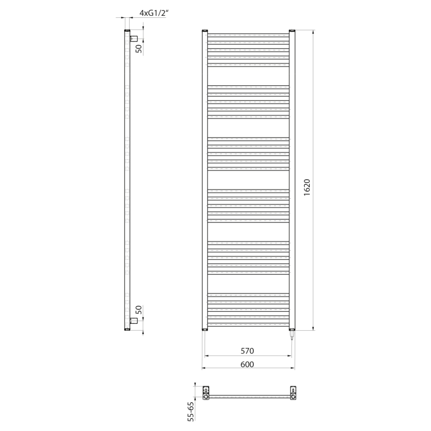 Sapho - Scaldasalviette elettrico METRO-E 800W 162x60 cm bianco