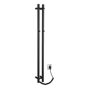 Sapho - Scaldasalviette elettrico PAPINADO 40 W, 120 x 11 cm, nero opaco