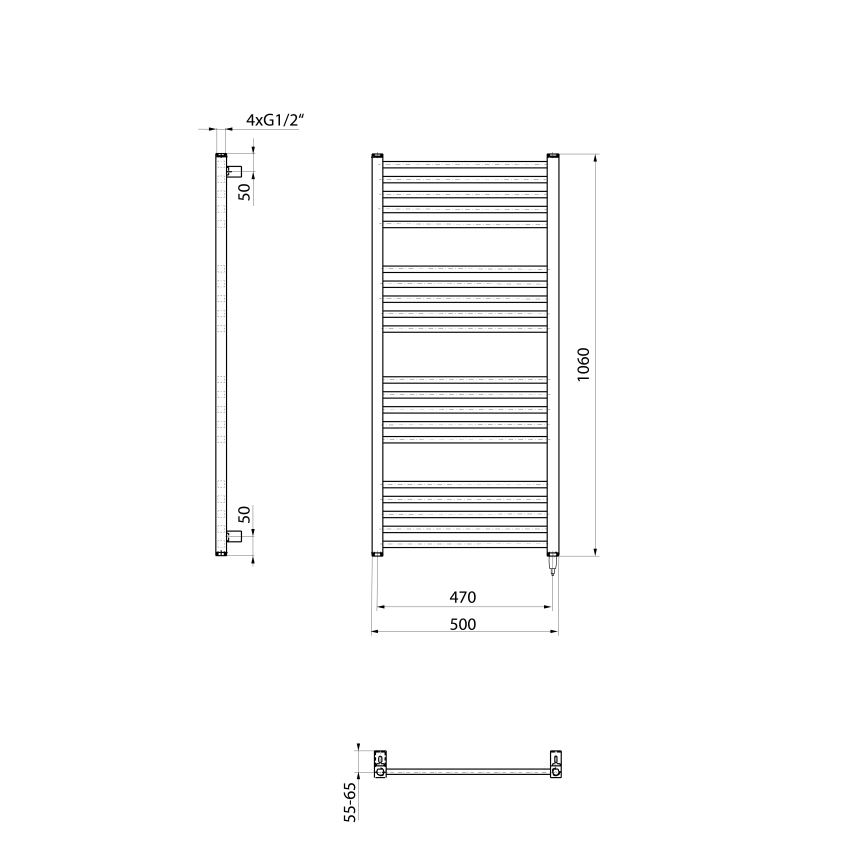 Sapho - Scaldasalviette elettrico per asciugamani METRO-E 400W 106x50 cm bianco