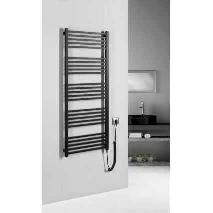 Sapho - Scaldasalviette elettrico per asciugamani METRO-E 500W 134x50 cm nero opaco