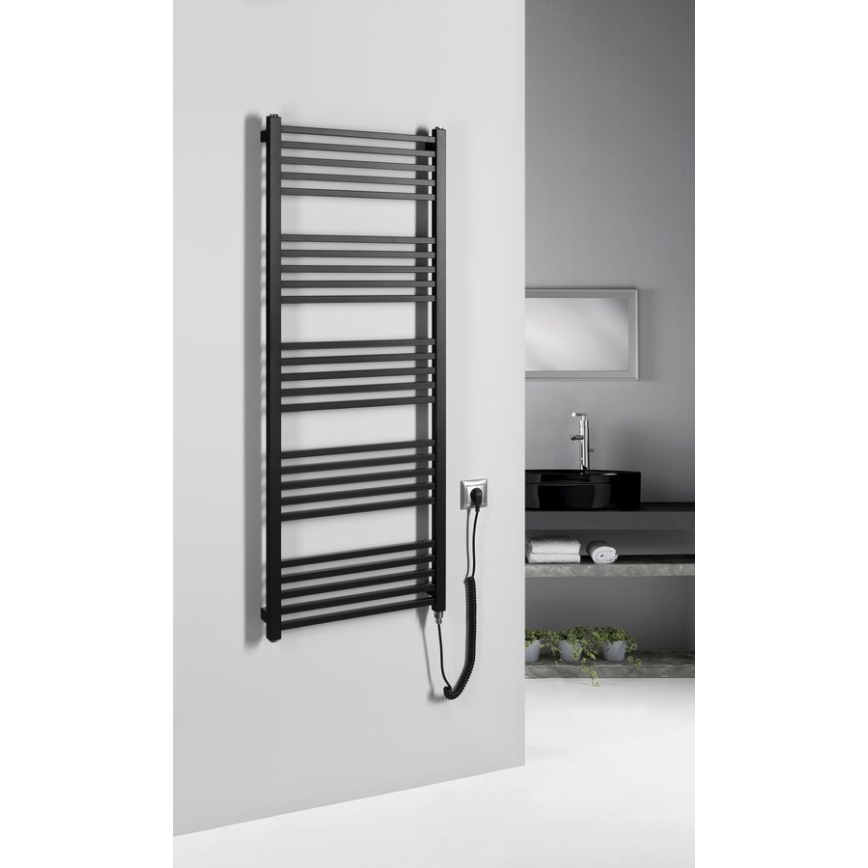 Sapho - Scaldasalviette elettrico per asciugamani METRO-E 500W 134x50 cm nero opaco