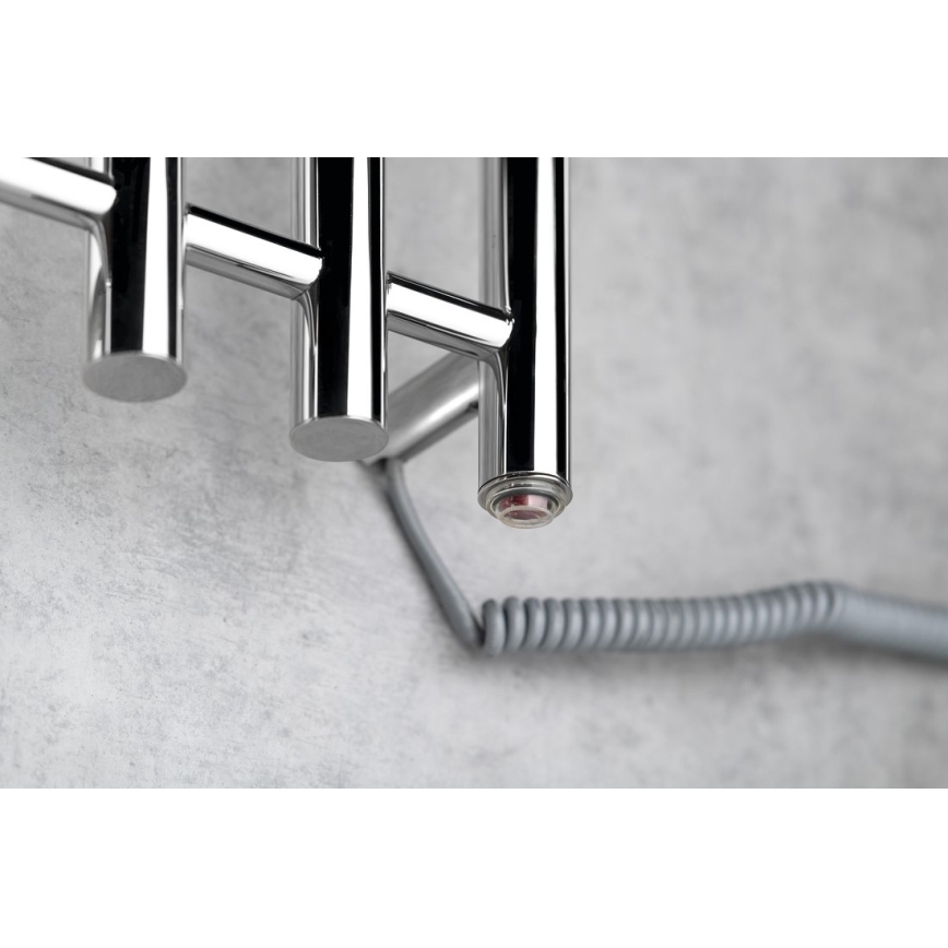 Sapho - Scaldasalviette elettrico per asciugamani PAPINADO 85W 120x26 cm, cromo lucido, destro