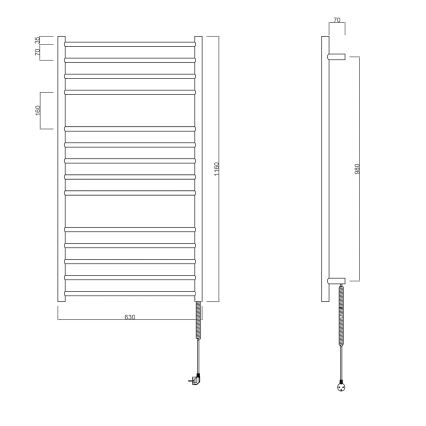 Sapho - Scaldasalviette elettrico REDONDO 130W 116x63 cm cromo lucido