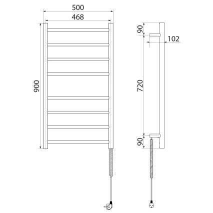 Sapho - Scaldasalviette elettrico REDONDO 75W/230V 50x90 cm nero opaco