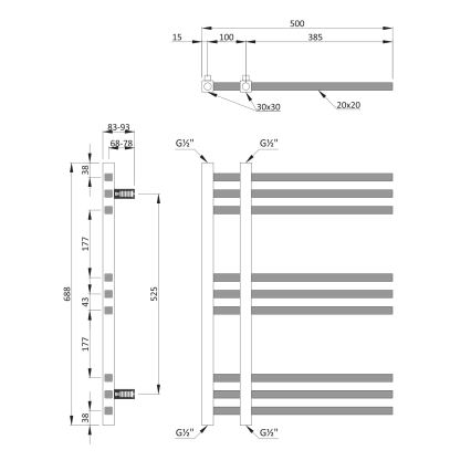 Sapho - Scaldasalviette MAGDALENA 241 W/230 V 50x69 cm cromato lucido