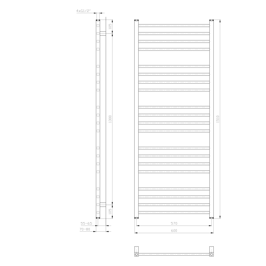 Sapho - Scaldasalviette METRO 60x151x60 cm bianco