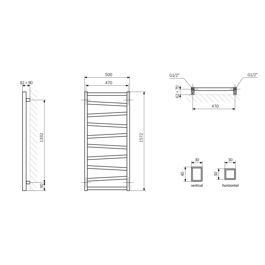 Sapho - Scaldasalviette ZIG 157x50 cm bianco