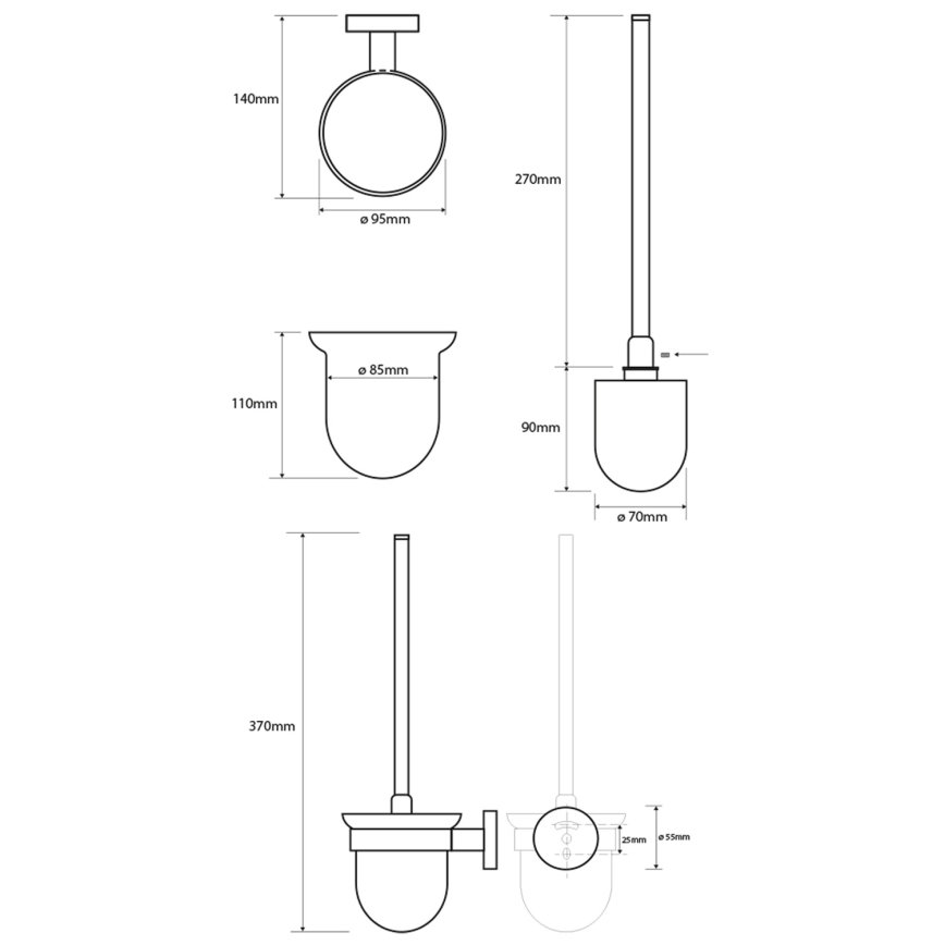 Sapho - Scopino WC a parete X-ROUND vetro satinato/bianco