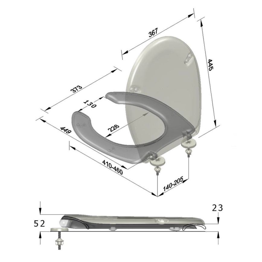 Sapho - Sedile WC per persone con disabilità bianco/duroplast