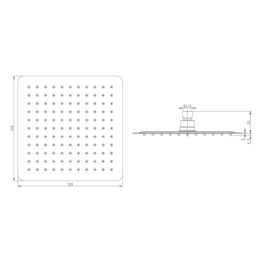Sapho - Soffione doccia SLIM 25x25 cm lucido acciaio inossidabile