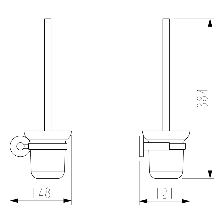 Sapho - Spazzola WC da parete X-ROUND vetro opalino/cromo lucido