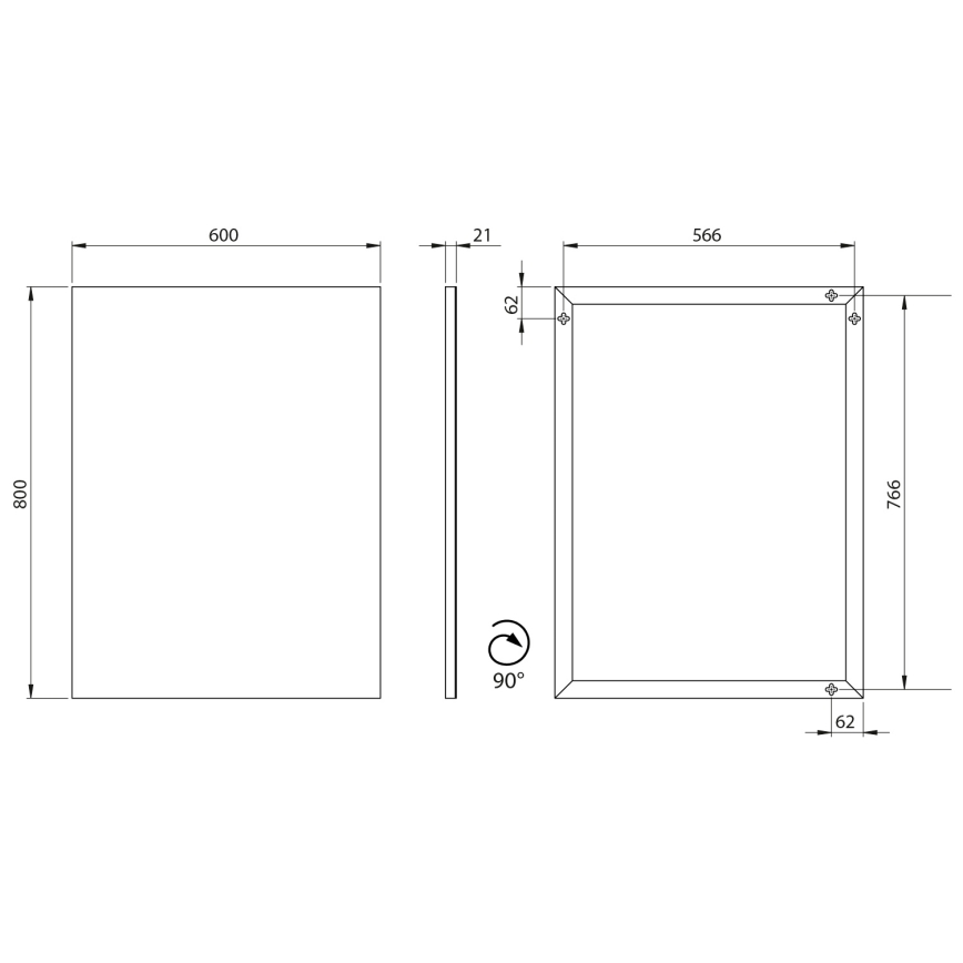 Sapho - Specchio con cornice AROWANA 60x80 cm nero opaco