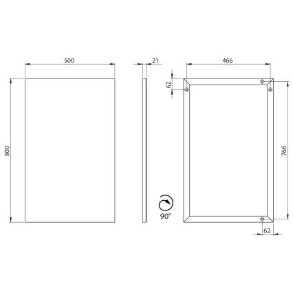 Sapho - Specchio incorniciato AROWANA 50x80, nero opaco