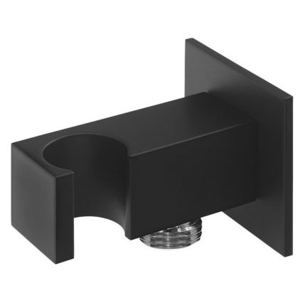 Sapho - Supporto doccia fisso angolare con uscita/opaco nero