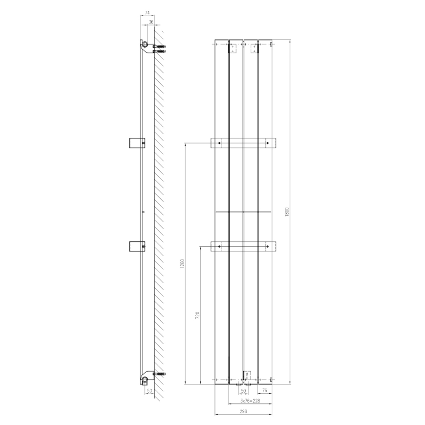 Sapho - Termoarredo bagno COLONNA 180x30 cm bianco