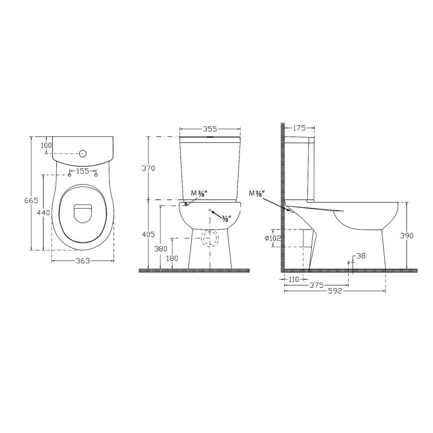Sapho - WC combinato con doccetta bidet, scarico posteriore, ceramica/bianco
