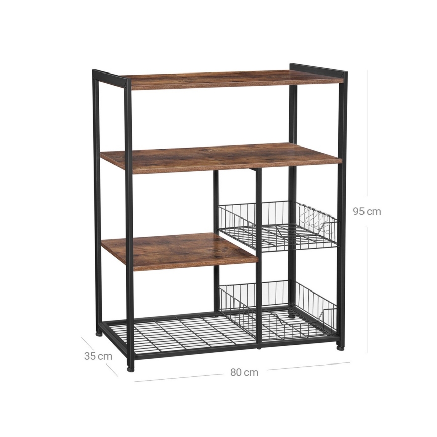Scaffale a ripiani per cucina MARGE marrone/nero