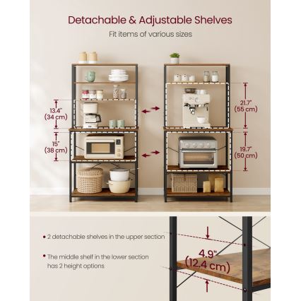 Scaffale a ripiani per cucina MARGE marrone/nero