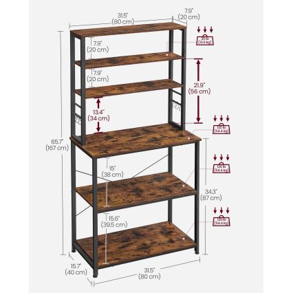Scaffale a ripiani per cucina MARGE marrone/nero