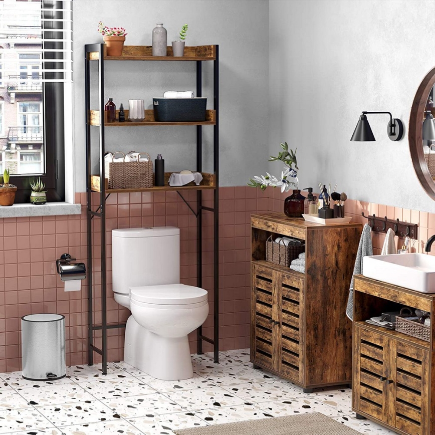 Scaffale da bagno RENARO marrone/nero