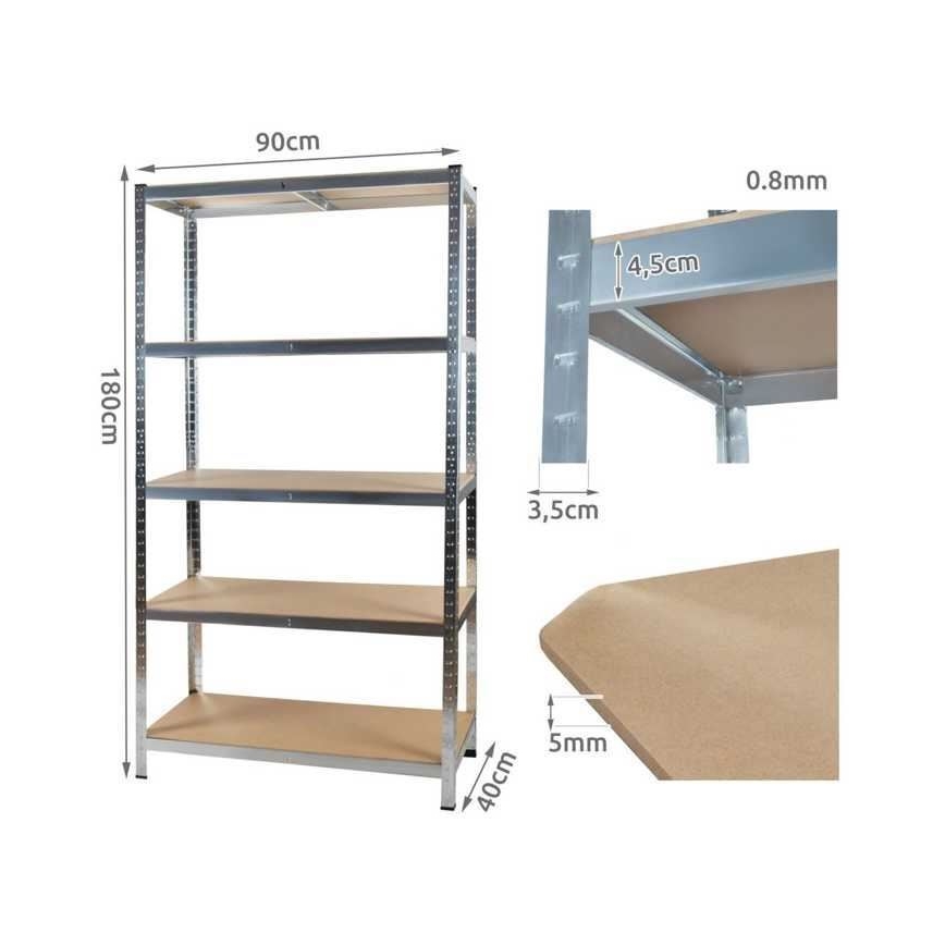 Scaffale da magazzino 180x90x40 cm