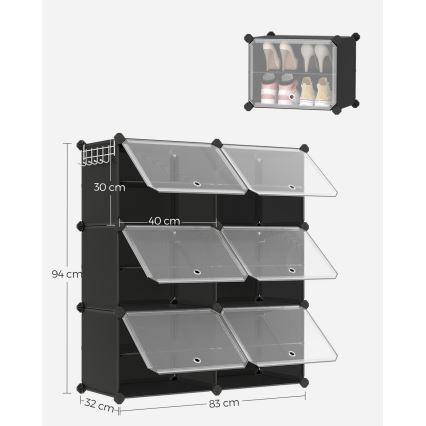 Scaffale modulare con scomparti BOXIFY, nero