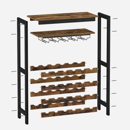 Scaffale multifunzionale per bottiglie e bicchieri NAVARO, marrone/nero
