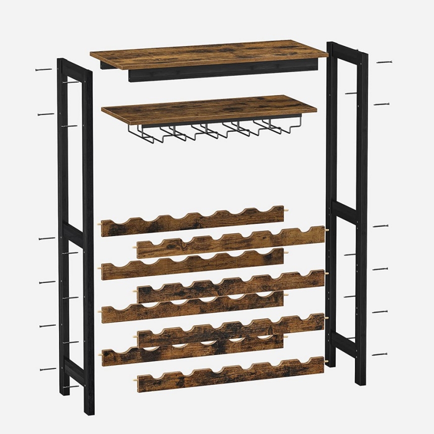 Scaffale multifunzionale per bottiglie e bicchieri NAVARO, marrone/nero